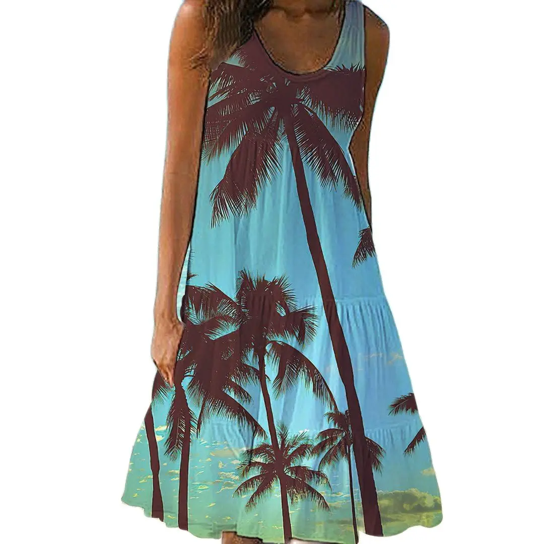 

2021 Fashion Party girl Retro Yellow Tie-Dye Floral Print Thin Shoulder Strap Dress irregular long Skirt Suspender Dress Vestido