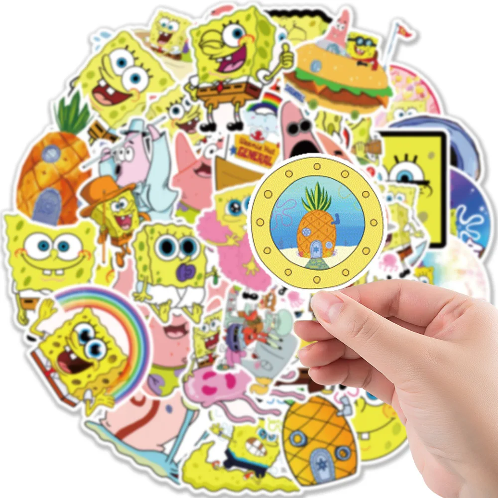 

50Pcs Spongebob Squarepants Stickers Cartoon Anime Sticker Graffiti Decal Car Fridge Skateboard Watercup Luggage Diy Kid Toy