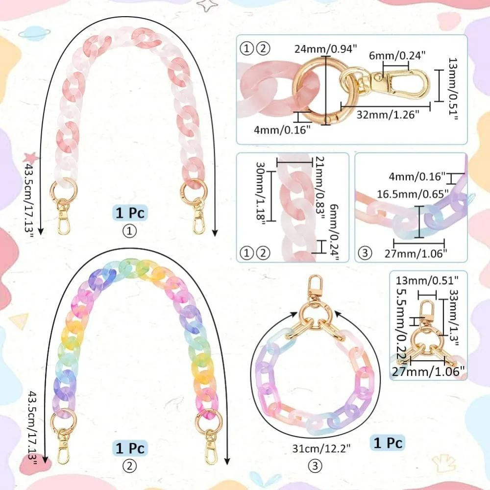 2 шт. 17 1-дюймовая прозрачная акриловая цепочка для сумки с 1 12 2-дюймовыми