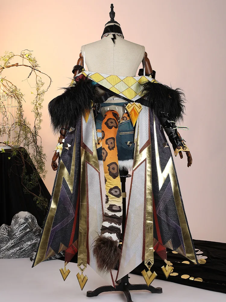 Genshin Impact Xilonen Косплей Костюм Парик Униформа Хвост Головные Уборы Кольца Ожерелье