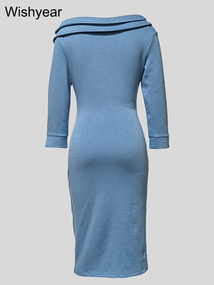 Женское облегающее платье миди с длинными рукавами и боковыми пуговицами