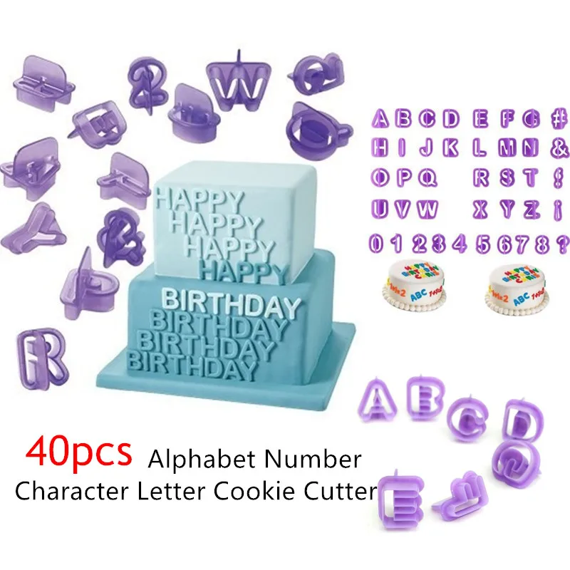 

40Pc Alphabet Number Cake Stamp Fun Upper Lower Case Set Special Character Cookie Sugar Fondant Baking Mold Cake Decoration Tool