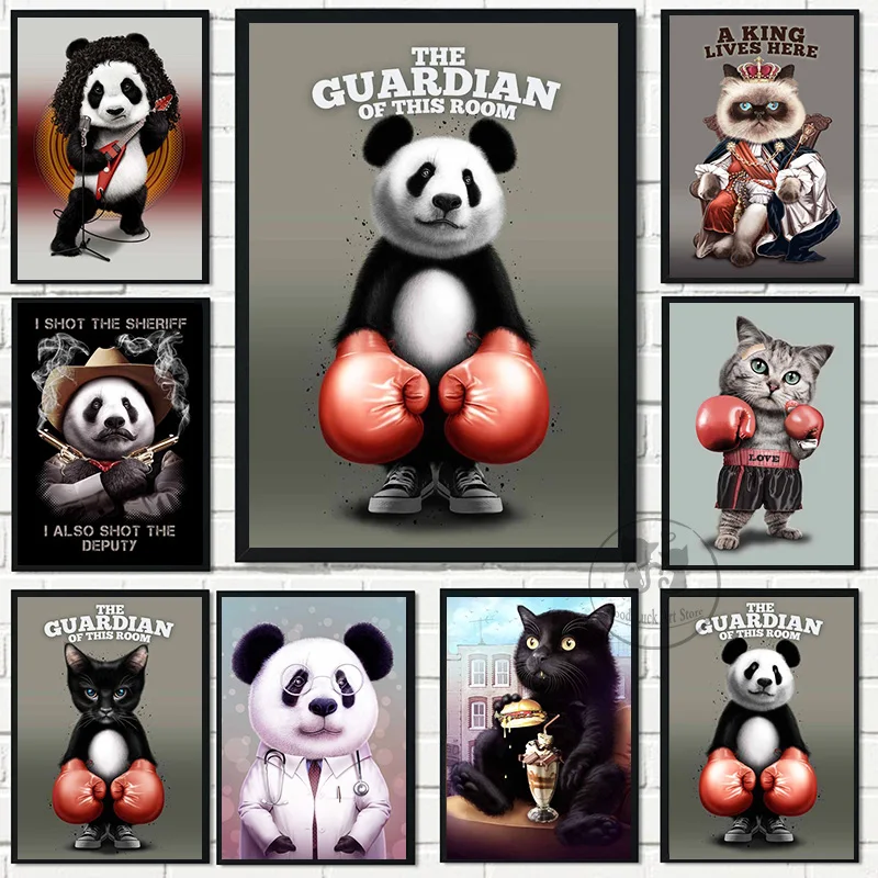 Постер с боксерскими животными настенное искусство панда холст живопись