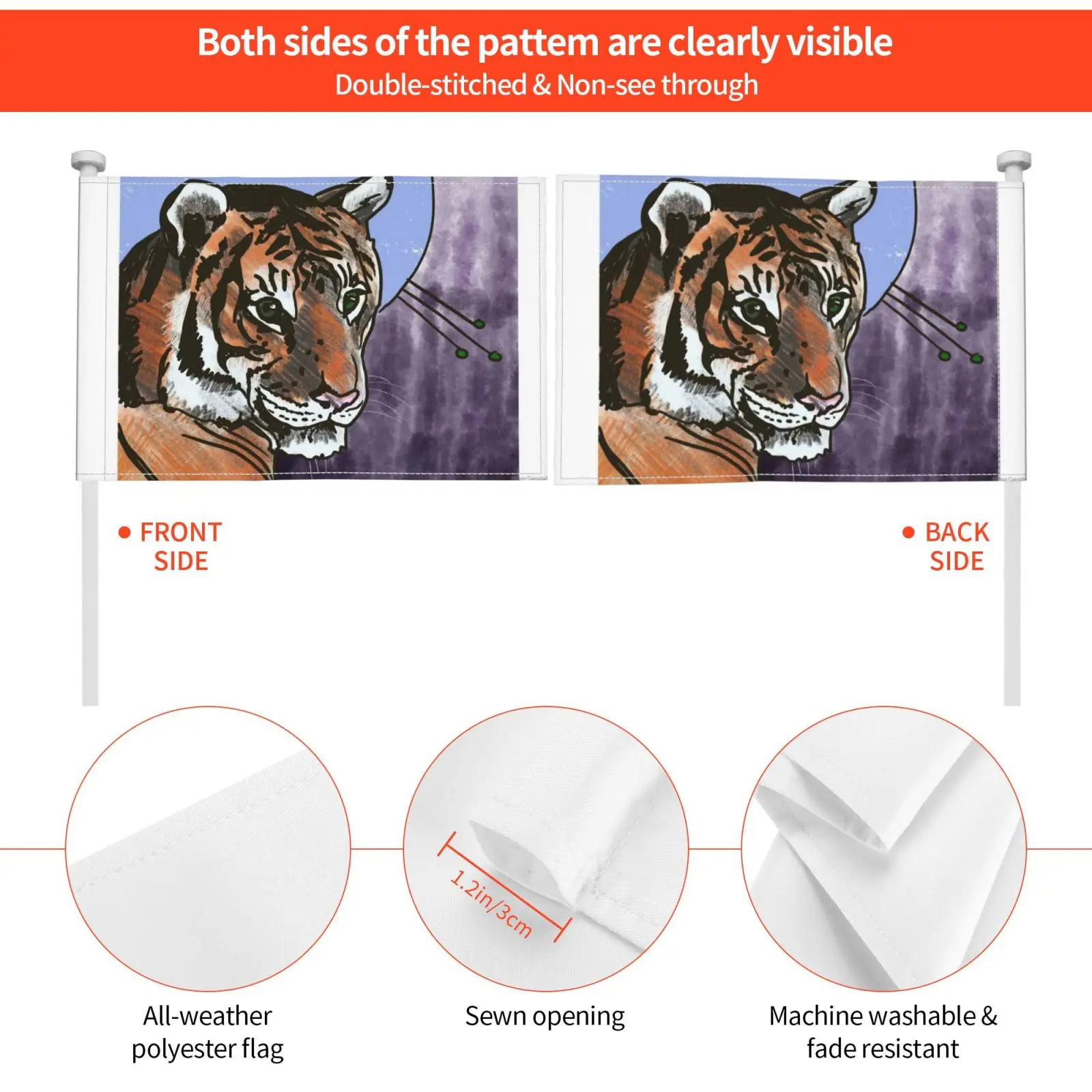 Фотографический флаг автомобиля фотография большого кота оранжевого синего