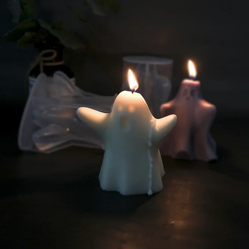 3D Silicone Ghost Candle Mold Gypsum Resin Drop Glue Chocolate Soap Ice Cube Mould Making Halloween Ornament Party Decor |