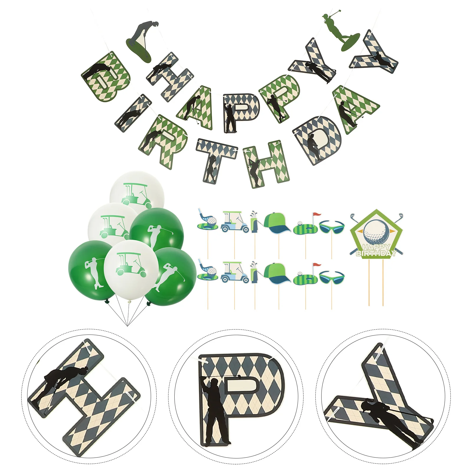 

Happy Birthday Banners Props Party Favors Decorative Balloons Golf Decorations Paper