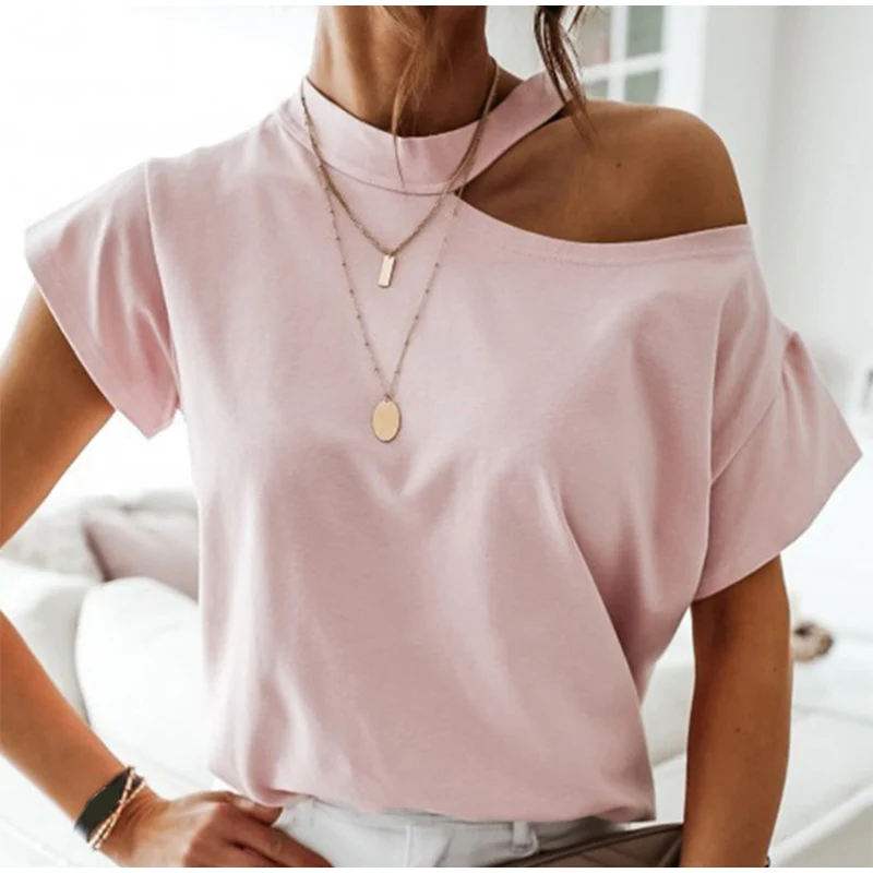 

2021 Summer Women Tops Casual Short Sleeve Tshirt Fashion Korean Solid Color Harajuku Sexy Vintage Tops Female Oversized Clothes
