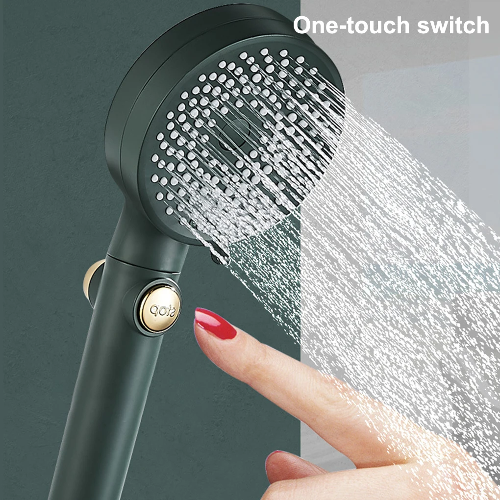 

3 Modes Showerhead Pressurized Shower Head Bathroom Accessories Nozzle One-Key Stop Bath Sprayer Detachable Rain High Pressure