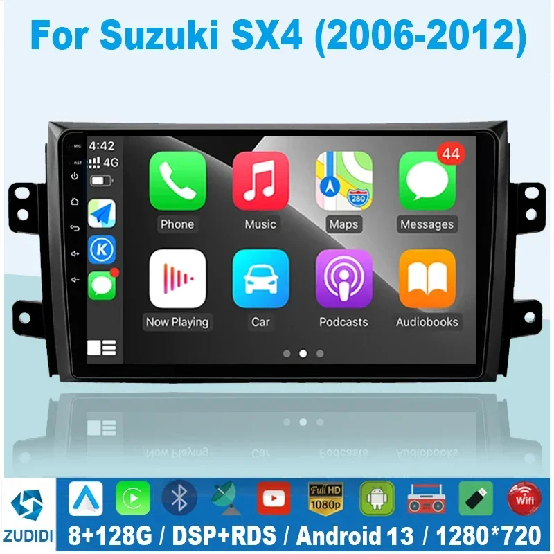 2 DIN автомобильный Android 13 радиоприемник мультимедийный видеоплеер для Suzuki SX4 2006-2013