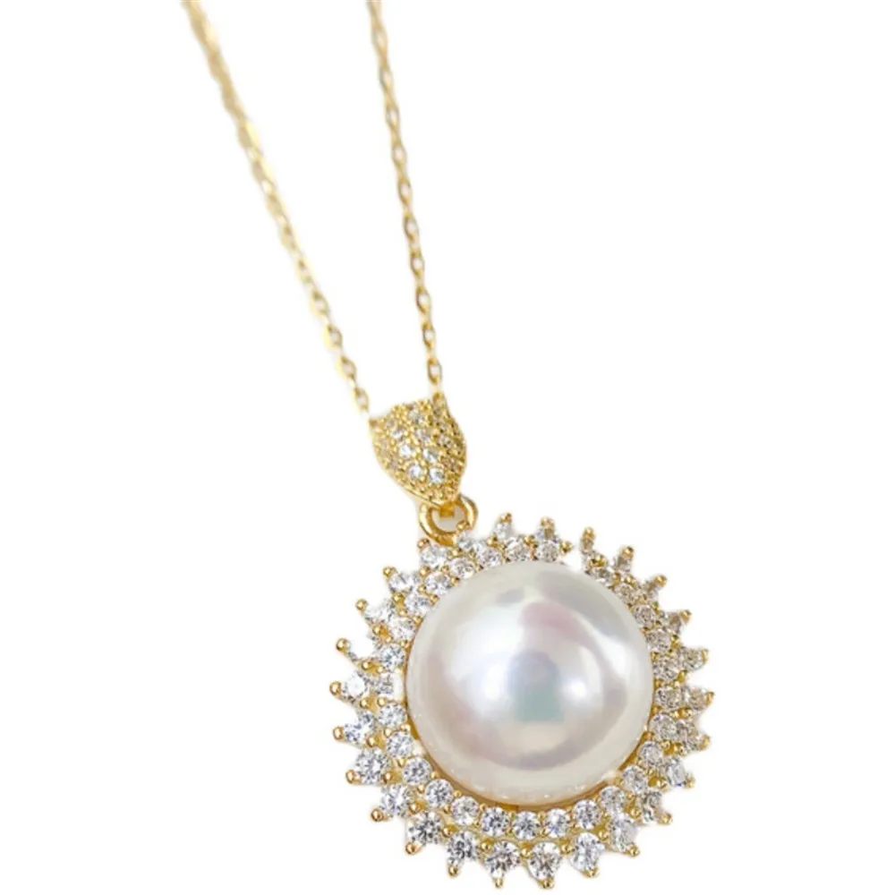 S925 Sterling Silver Pearl Pendant Settings Blank/Base For DIY Pendant Jewelry Making Accessories Suitable for 11-12mm Bead