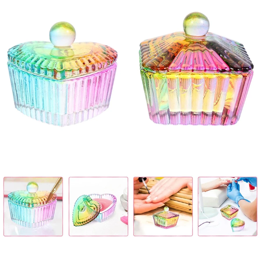 1 шт. красочная глазурь стеклянная тарелка миска в форме сердца с крышкой для