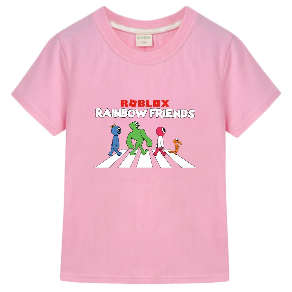 

Rainbow Friends Kawaii Cartoon Tshirts Boys and Girls Summer Soft Tee-shirt 100% Cotton O-neck Short Sleeve T-shirt Children Tee