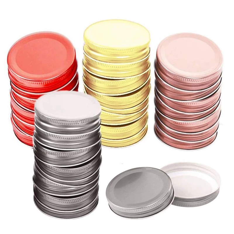 

40 упаковок, крышки для банок Mason, крышки для обычных консервных банок с защитой от протечек, зеркальное хранение (серебристый, золотой, розов...
