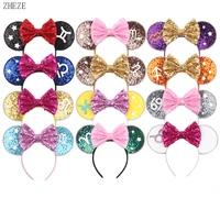 10pcslot 12 constellation 4mouse ears headband for girls adult sequins 5bow hairband festival diy hair accessories wholesales