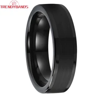 black tungsten carbide engagement ring wedding band for men women fashion jewelry brushed finish and free engraved