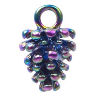 5pcs alloy christmas pine cone charms pendant accessory rainbow color for jewelry making necklace earring metal bulk wholesale