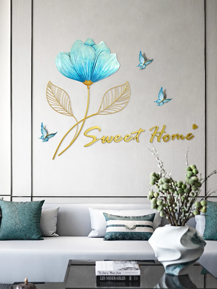 Купи Modern Iron Wall Decoration Luxury Metal Wall Hanging Ornament Living Room Background Wall Pendant With Butterfly Birthday Gift за 4,692 рублей в магазине AliExpress