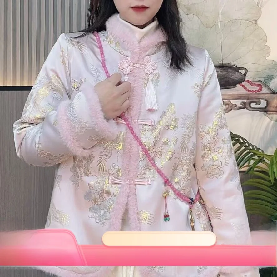 [Cloud Crane] Новая китайская национальная зимняя теплая верхняя одежда на флисовой