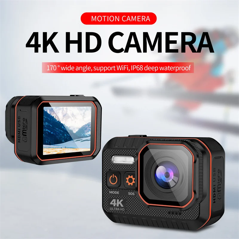 New Action Camera 4K60FPS With 128G SD Card HD Screen Waterproof Sport Camera drive recorder Sports Camera Helmet Action Cam