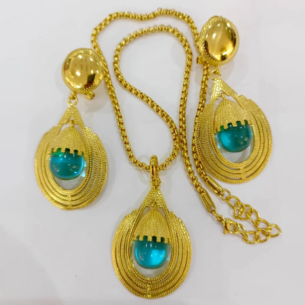 

Water Drop Crystal Jewelry Set Luxury Women Chain Necklace and Earrings Wedding Drop Earring Fashion Jewelry Party Dress Jewelry