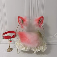 new strawberry cat ears anime beast ear beast tail wolf ear cat ear fox ear headband custom cosplay