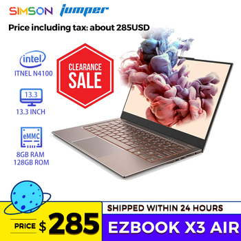 Notebook Jumper EZBOOK X3 Air Intel N4100 13.3 inch 1920*1080 8GB DDR4 128GB SSD Windows 10 Tablet Laptops