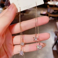 crystal star earrings fashion colorful zircon long earring for women 2022 trendy luxurious romantic tassel wedding jewelry gift