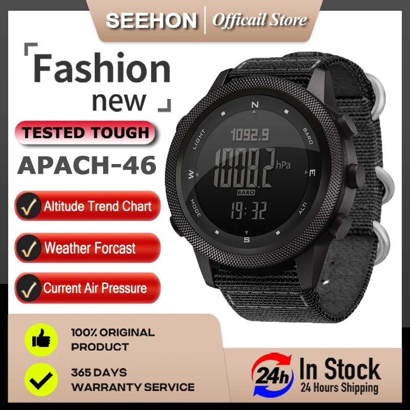 NORTH EDGE APACHE-46 Men Digital Watch Outdoor Sports Running Swimming Outdoor Sport Watches Altimeter Barometer Compass WR50M