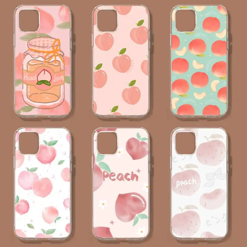 

cartoon peach Summer day Phone Case For Samsung GalaxyS20 S21 S30 FE Lite Plus A21 A51S Note20 Transparent Shell