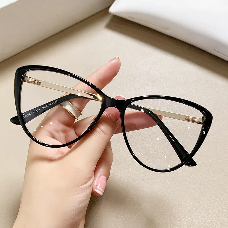 

TR90 Gradient Color Anti Blue Light Glasses Frame Women High Quality Metal Legs Spring Hinge Flat Mirror Prescription Glasses