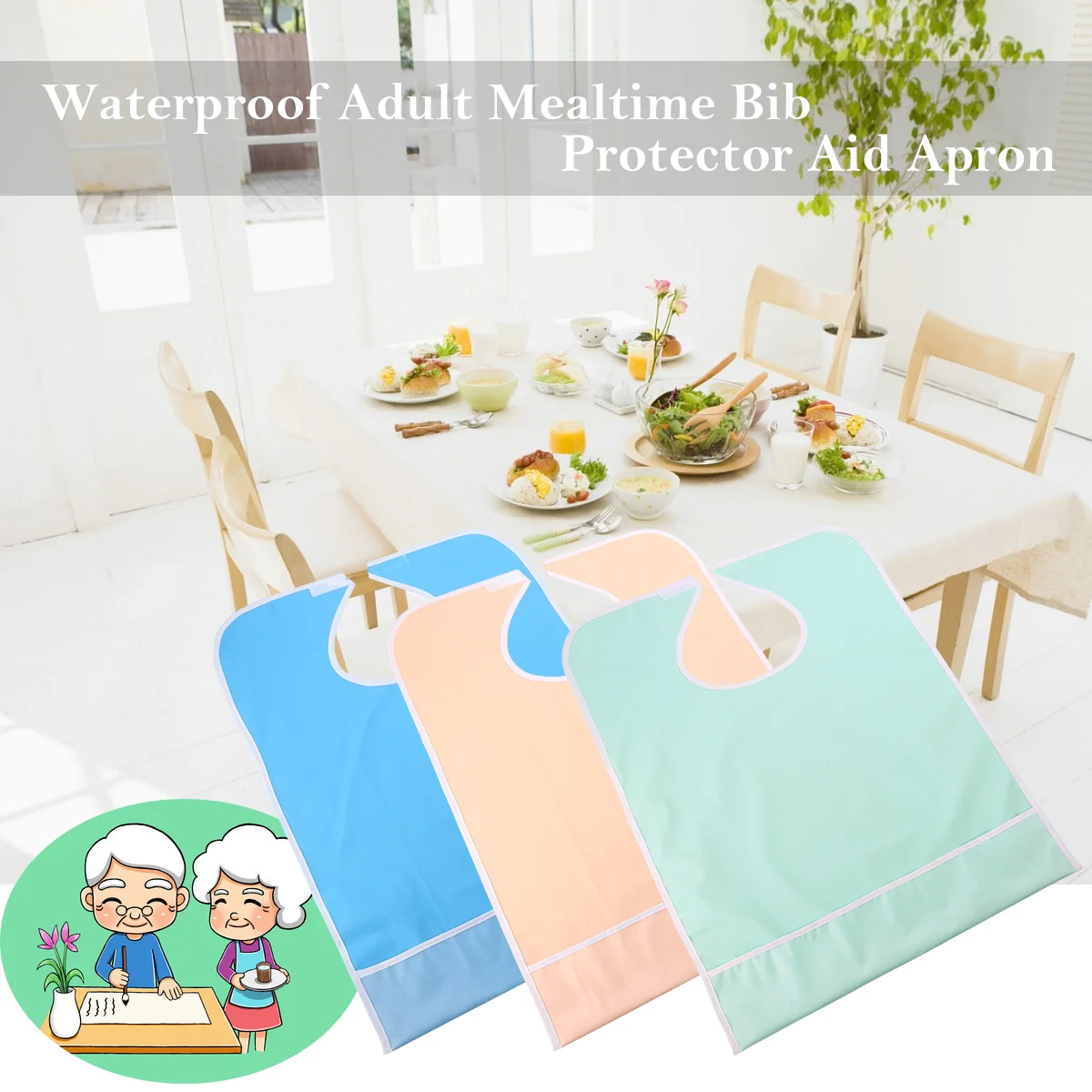 

Bib Mealtime Adult Protector Waterproof Bibs Apron Clothing Aid Setadults Eating Cloth