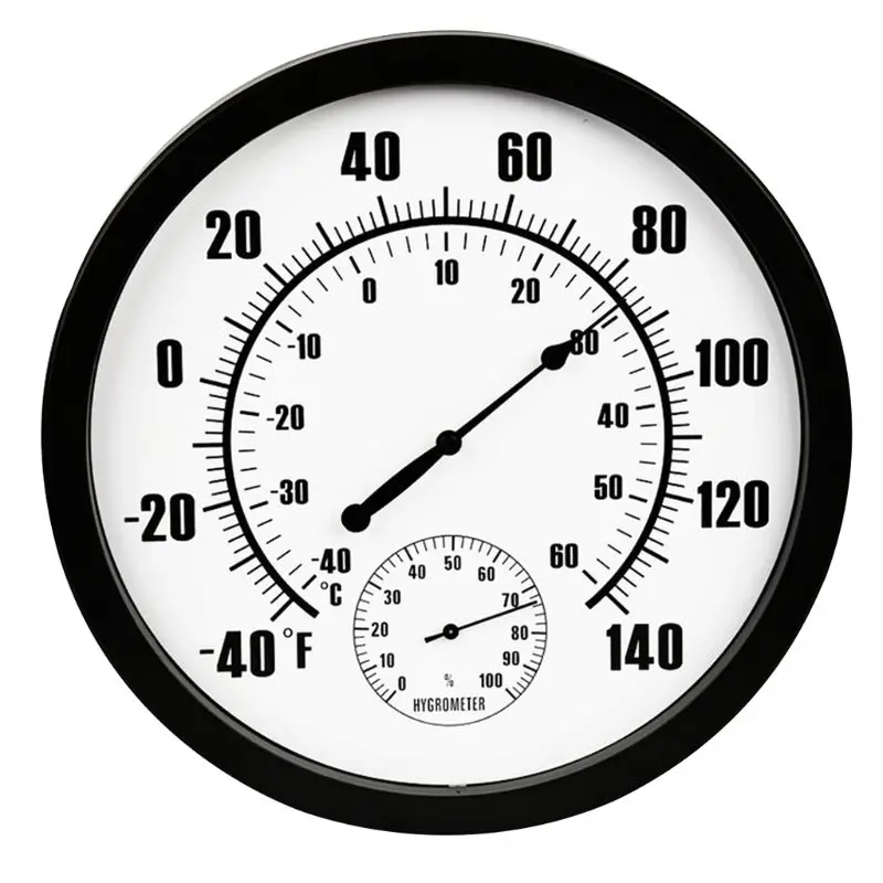 

10" Patio Large Wall Thermometer and Hygrometer Indoor for Home Garden Kitchen Wall Clock Temperature and Humidity Meter