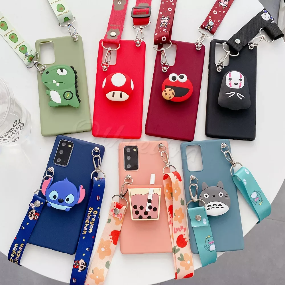 

Phone Holder Strap Cover For Xiaomi Redmi Note 10 9 8 7 6 5 Pro 10S 9T 9S 8T 5A Prime Case Cartoon Necklace Rope Silicone Fundas