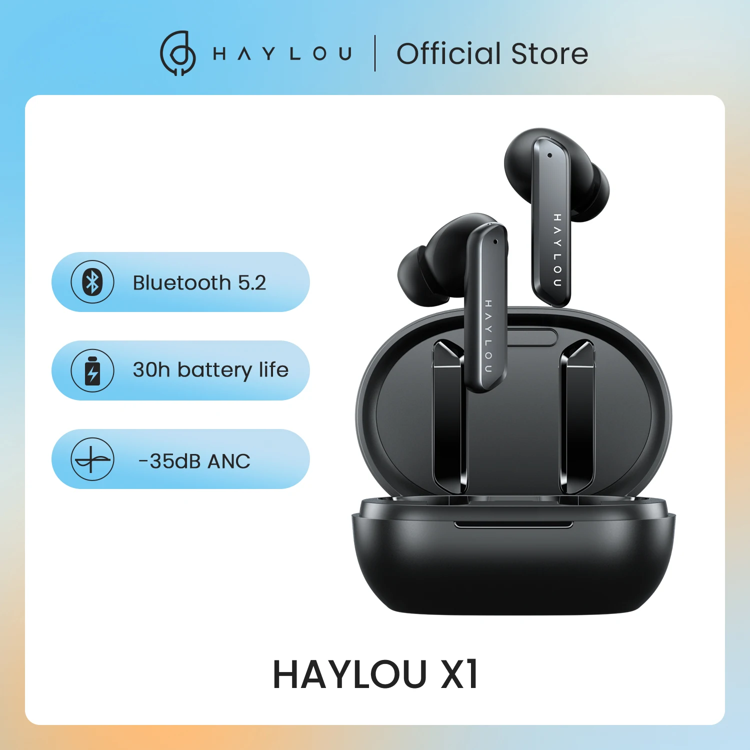 HAYLOU X1 V 5,2 Bluetooth Kopfhörer-35dB ANC Dual Lärm Stornierung Kopfhörer Sechs-mic HD Anruf Power Display wasserdicht Headset