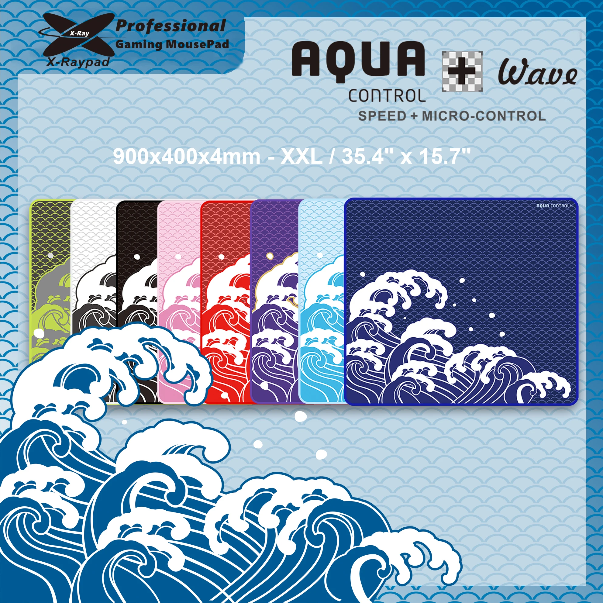 

900x400x4 мм-XXL/35,4x15,7 дюйма X-raypad Aqua Control Plus игровые коврики для мыши серии Wave