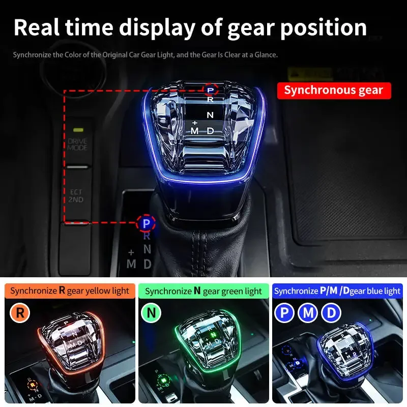 Фото Для Toyota Land Cruiser 250 300 Prado LC250 2024, 2025, 2026 годов выпуска: детали ручки переключения передач с атмосферной подсветкой, аксессуары для салона автомобиля. №3