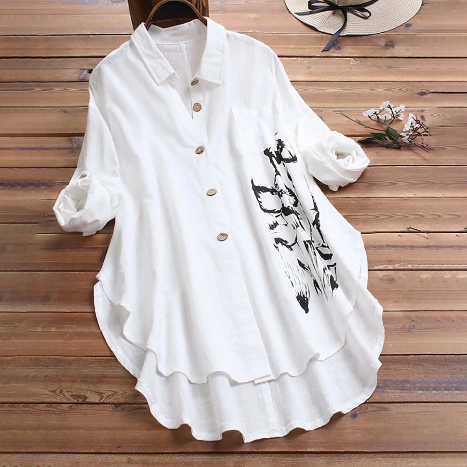 

Athletic Wear for Woman Women TopThree Quarter Sleeve Buttons Beach Hot Gear