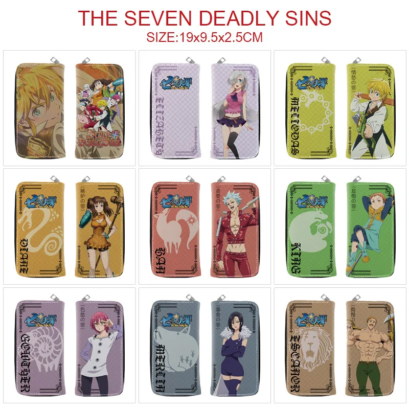 

E-Mell The Seven Deadly Sins Meliodas Elizabeth Liones Diane Ban Harlequin Gowther Merlin Escanor PU Zip Long Wallet