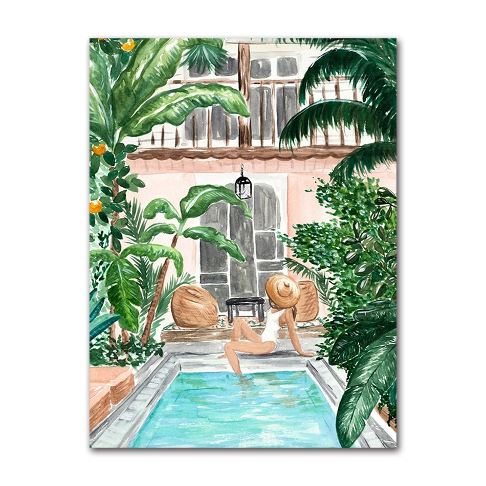 

Картина на холсте DHART Летом у бассейна