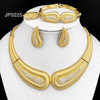 beautiful dubai popular gold color jewelry set for women nigerian bridal weding jewelry thick necklace earrings set