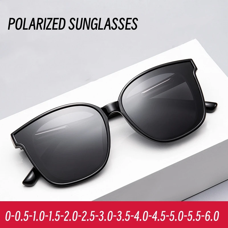 

New Trend Myopia Polarized Sunglasses Men's Oversized Black Driving Eyewear Cat Eye Prescription Sunglasses Diopter 0 To -6.0