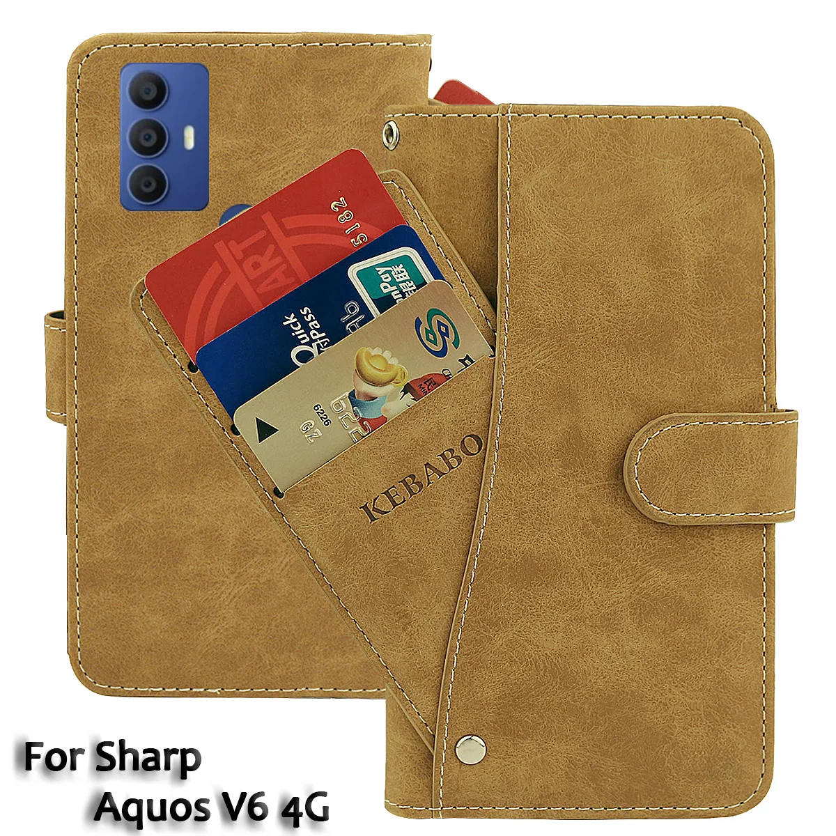 

Vintage Leather Wallet For Sharp Aquos V6 4G Case 6.52" Flip Luxury Card Slots Cover Magnet Phone Protective Cases Bags
