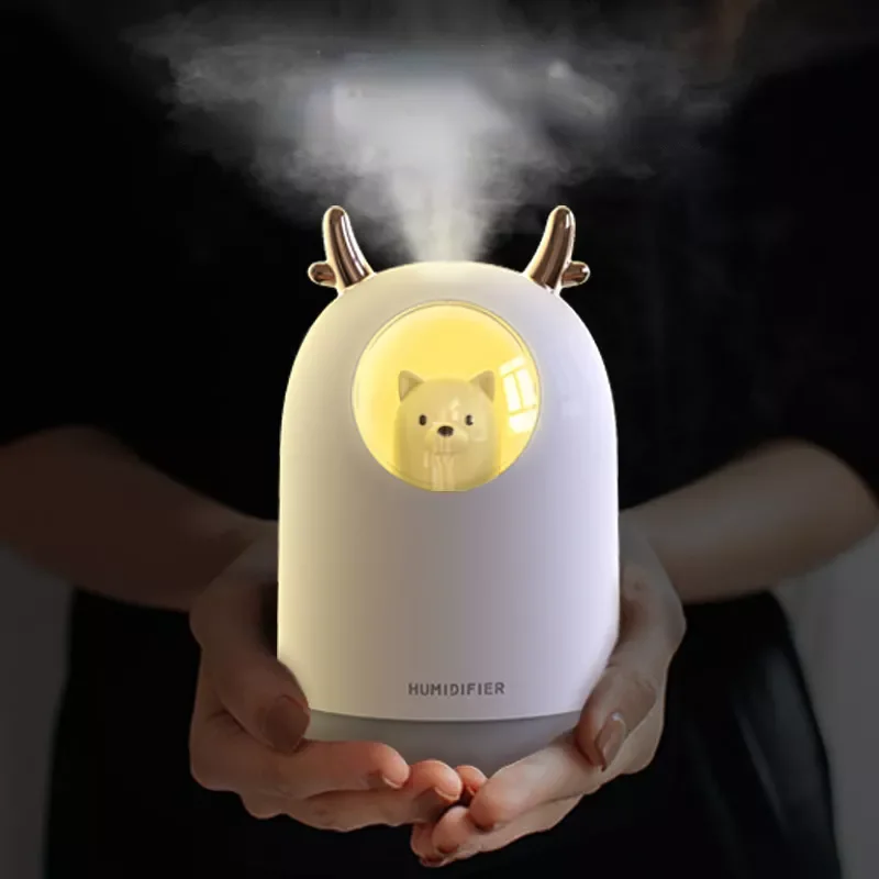 

Home Appliances USB Humidifier 300ml Cute Pet Ultrasonic Cool Mist Aroma Air Oil Diffuser Romantic Color LED Lamp Humidificador