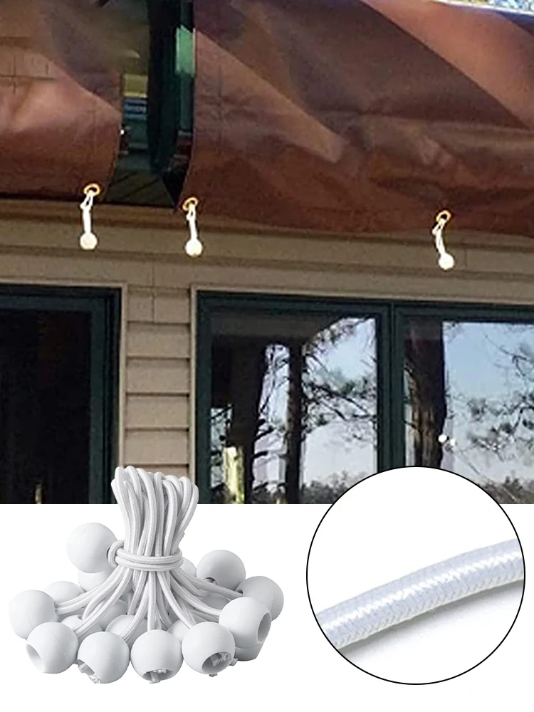 50 шт. шариковый банджи-шнур сверхпрочный навес брезент связывающие шнуры белый