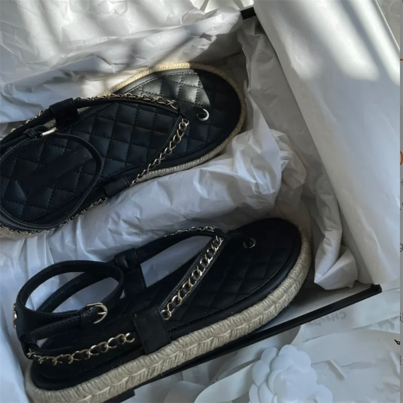 

Chance Luxury Sandals Women Casual Flat Shoes Woman Peep Toe Hook Thick Sole Sandals Comfort Sandals