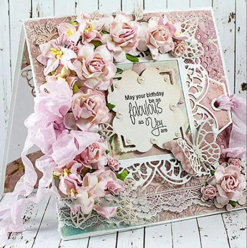 Metalowy ramka z tłoczonym wzorem w tle do scrapbookingu Cięcie papieru Rzemiosło Forma noża Wykrojniki cięcia koronek Sza...