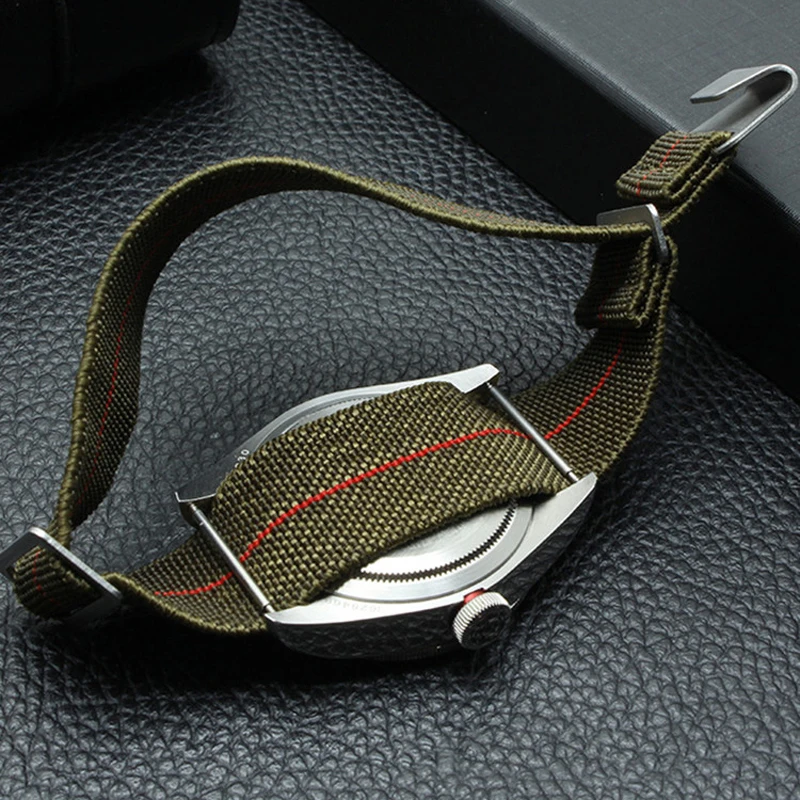 New Brand Watchband 18 20 22 mm French Troops Parachute Bag Nato Watch Band Strap Elastic Nylon Black Silver Gold Buckle