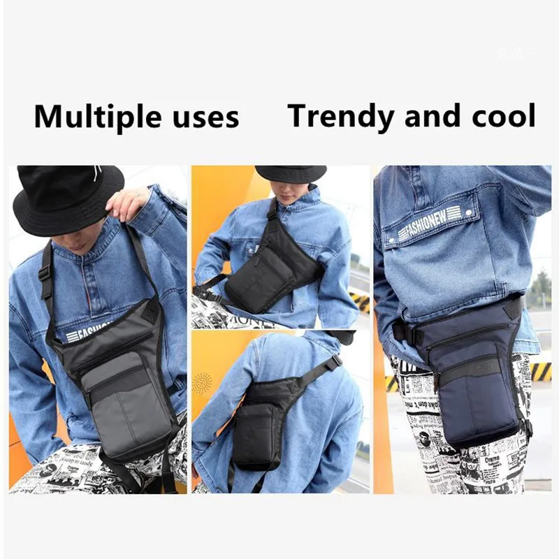 Oxford Cloth Men Design Casual Solid Color Classic Shoulder Sling Bag Fashion Travel Fanny Waist Belt Pack Leg Bag Belt Hip Bag