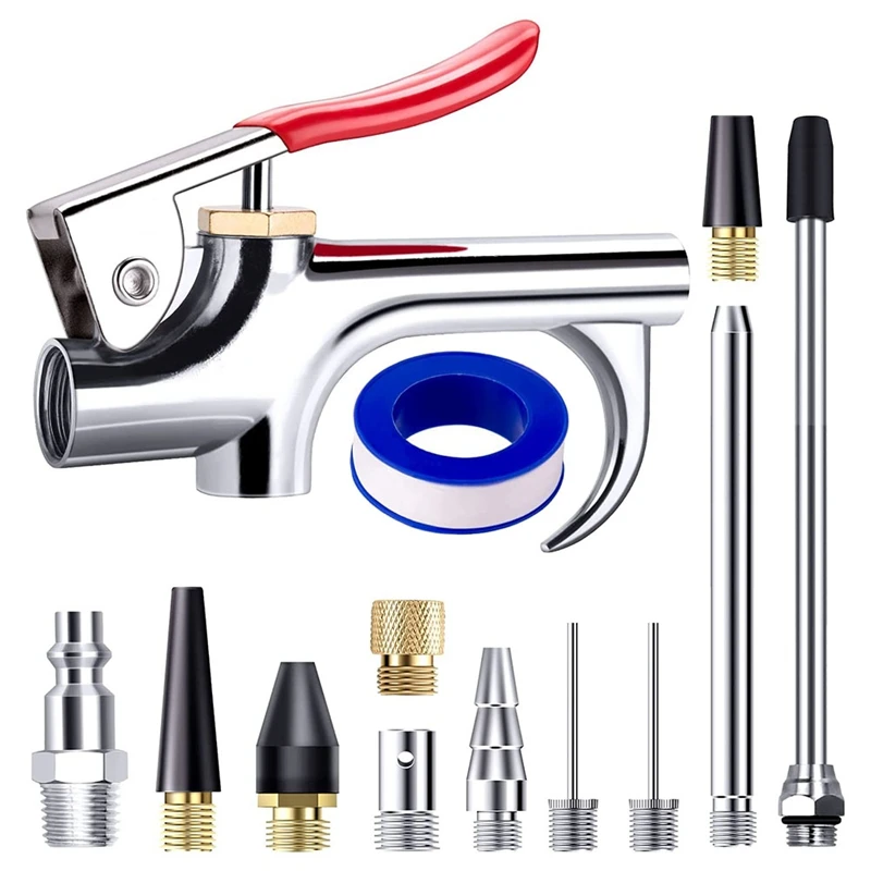 

13 Pcs 2-Way Connection Air Nozzle Blow Tool Set, With 1/4 In Standard Quick Fitting For Air Inflation And Dedusting Spare Parts