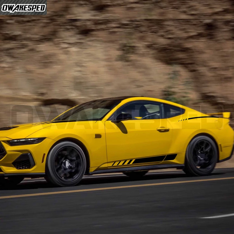 Фото Набор из 6 наклеек-декалей для Ford Mustang 2024-2026: на крышку двигателя, боковые полосы дверей, задние крылья. Аксессуары. №4